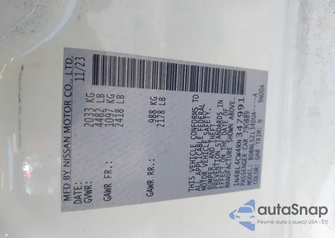 2024 Nissan Altima Sr Intelligent Awd from USA, damaged, VIN 1N4BL4CW4RN347991